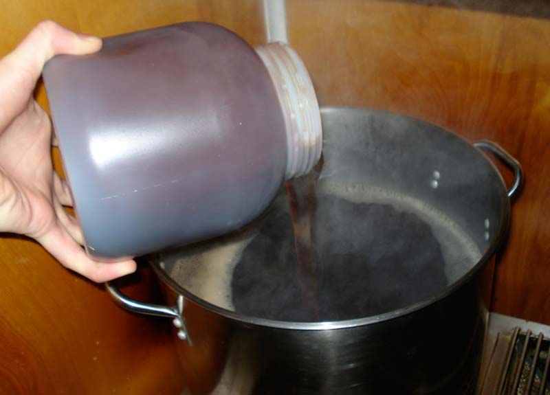 Pouring in the liquid malt extract