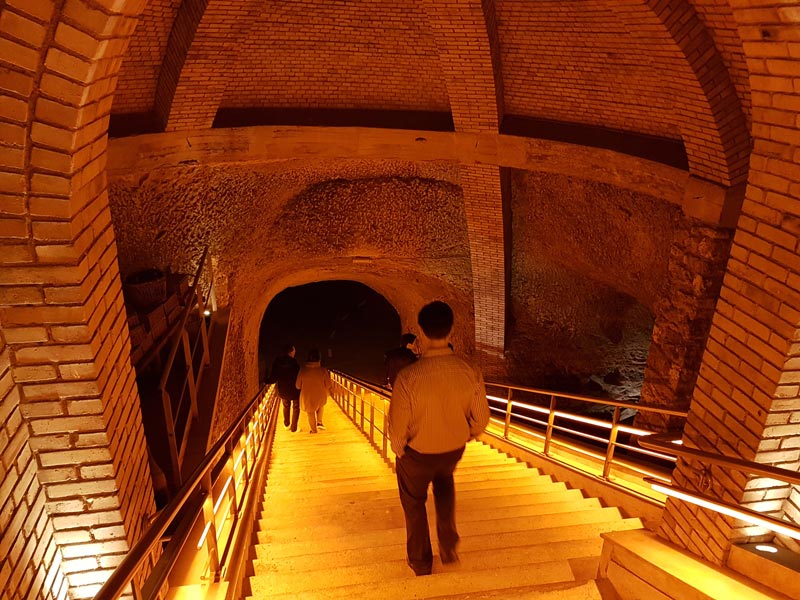 Descending into the Veuve Clicquot Chalk Caves