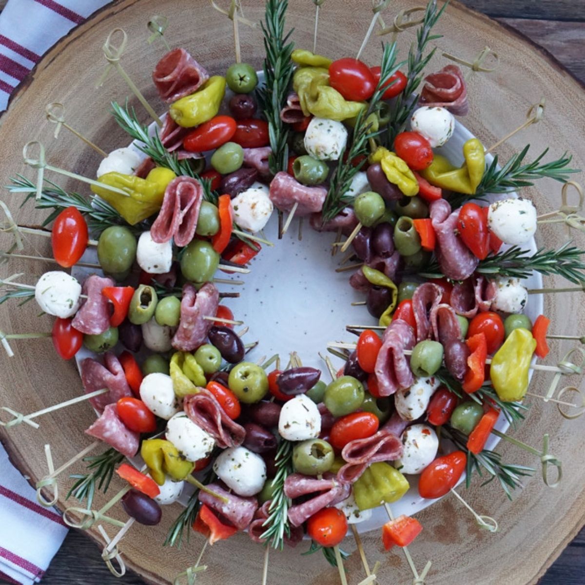 Festive Holiday Antipasto Wreath - Savored Sips