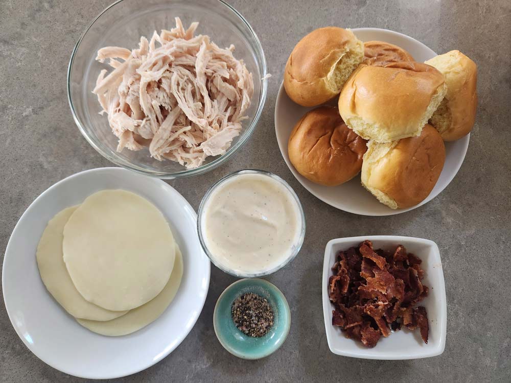 Ingredients for Chicken bacon ranch sliders