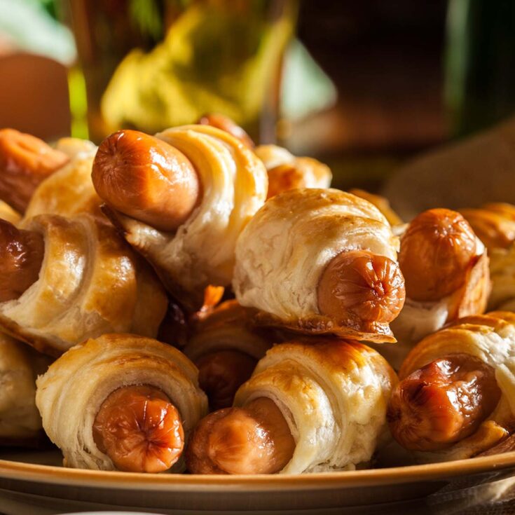 A plate of pigs in a blanket
