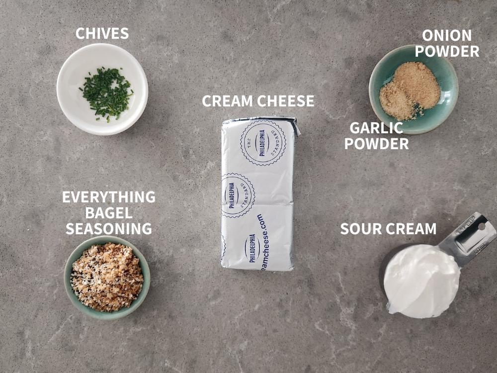 Ingredients for everything but the bagel dip