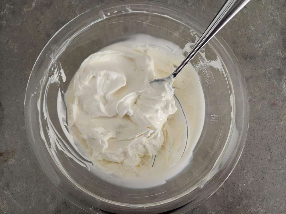 Mixing the creamy ingredients
