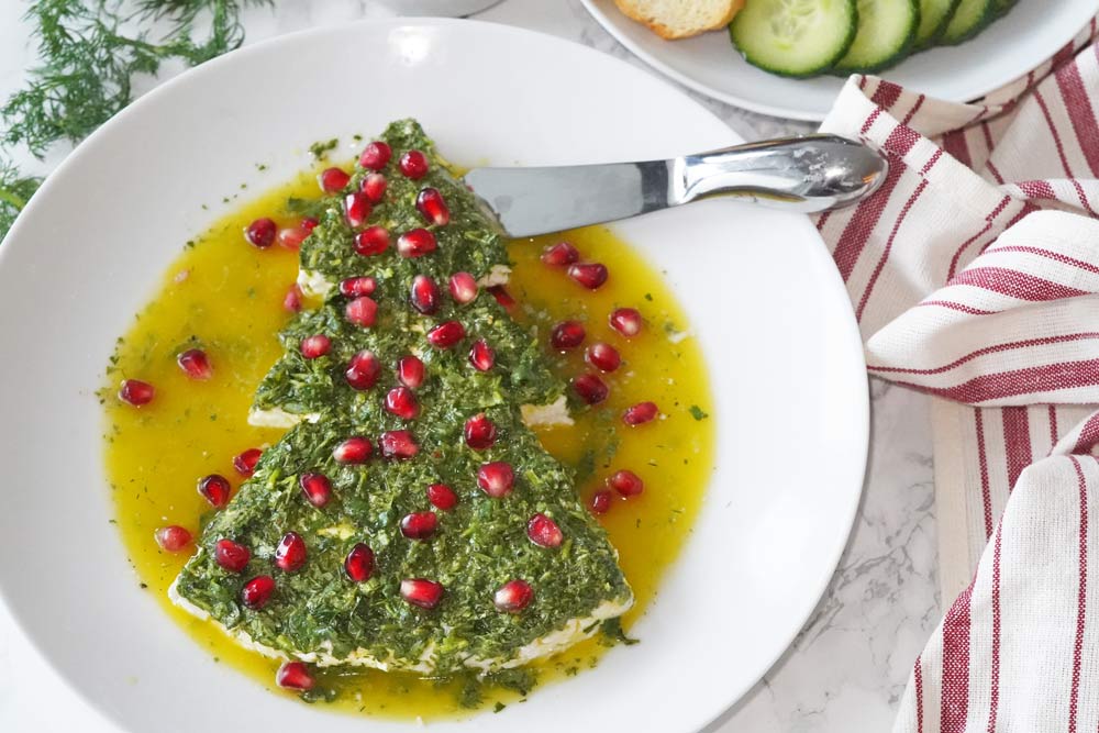 Goat cheese christmas tree appetizer