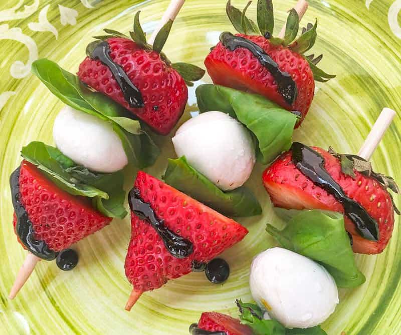strawberry caprese skewers