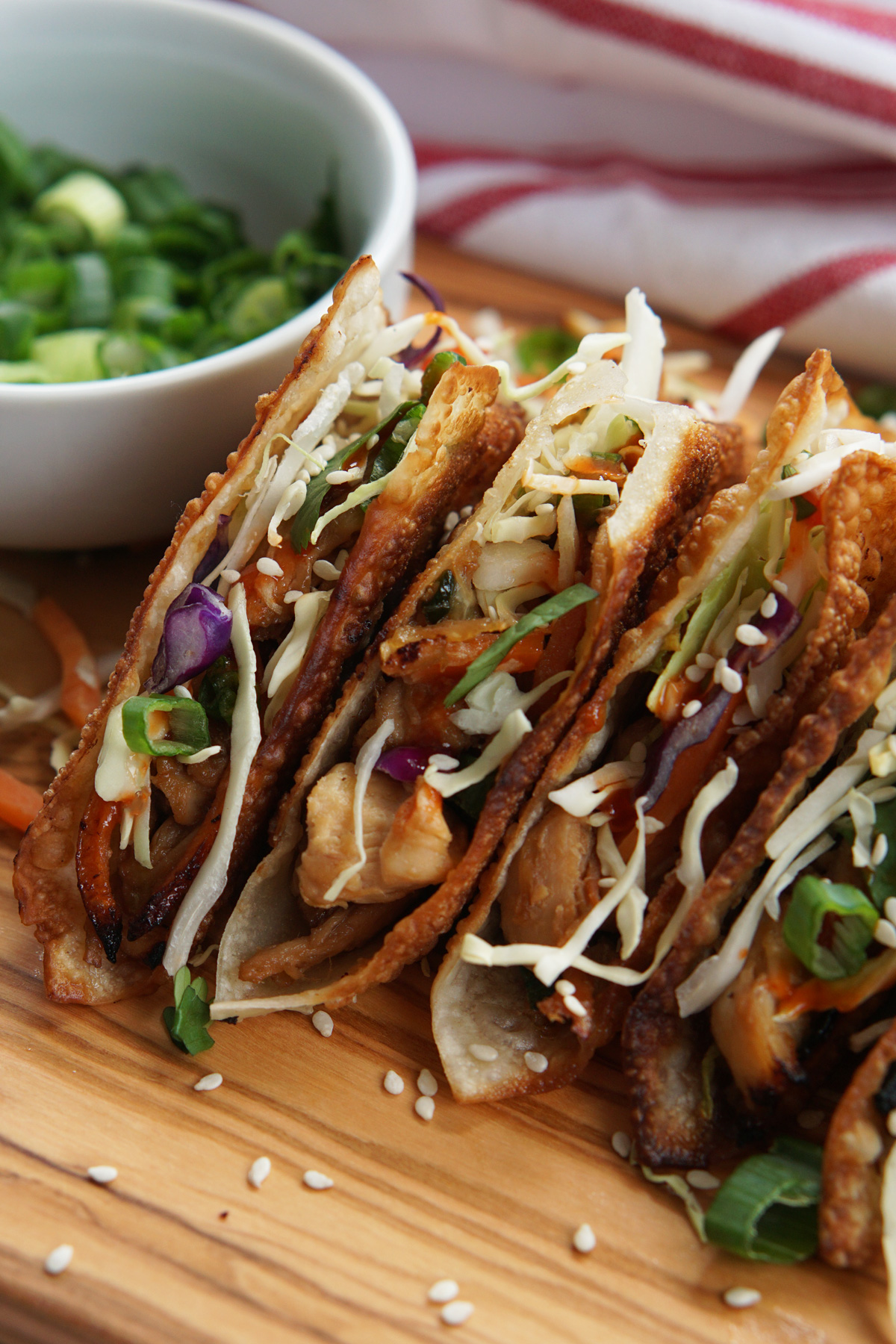 Chicken wonton tacos