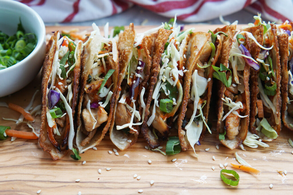 Chicken wonton tacos