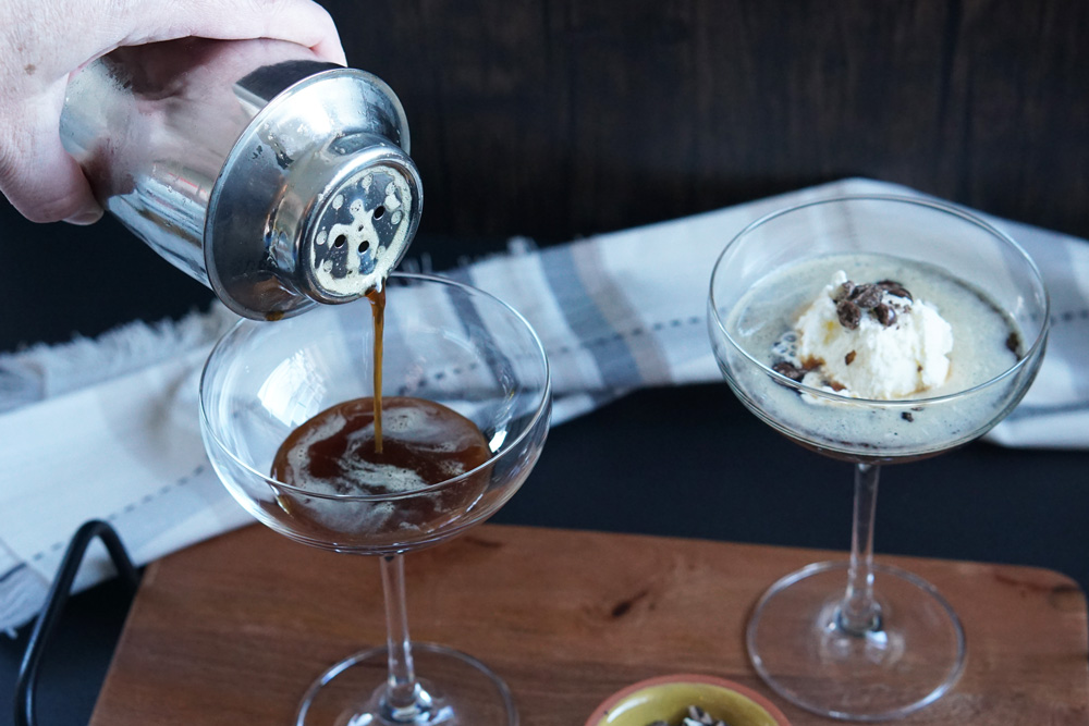 Pouring a Espresso Martini Affogato