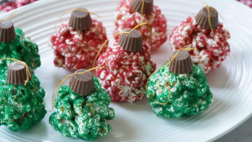 christmas ornament popcorn balls