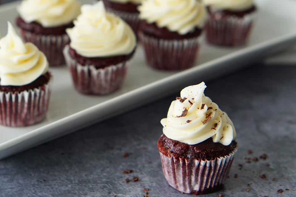 Mini red velvet cupcakes