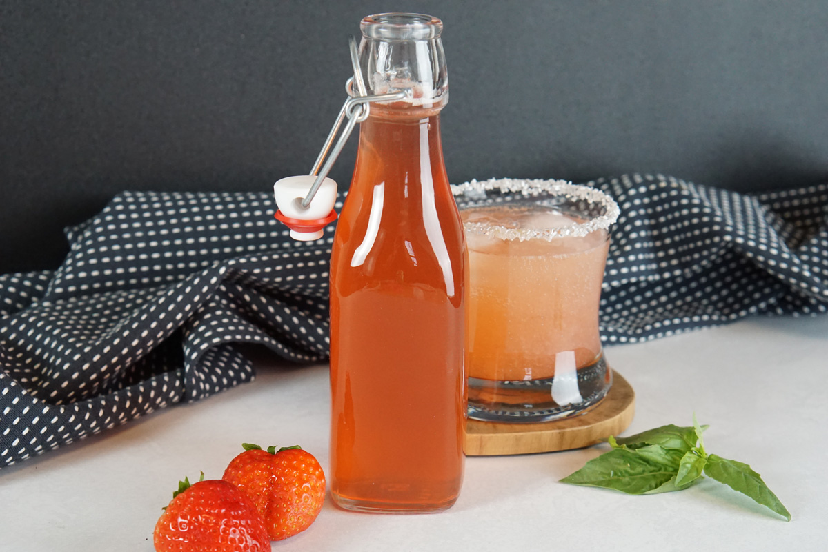 Sweet & Herby Strawberry Basil Simple Syrup - Savored Sips