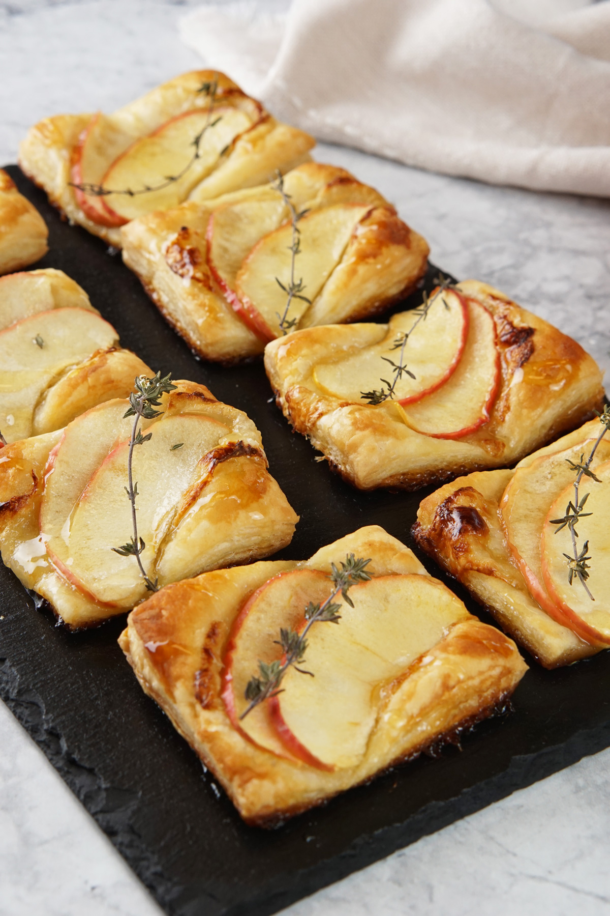 Apple and brie puff pastry bites