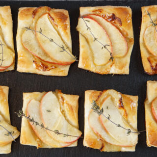 Apple and brie puff pastry bites