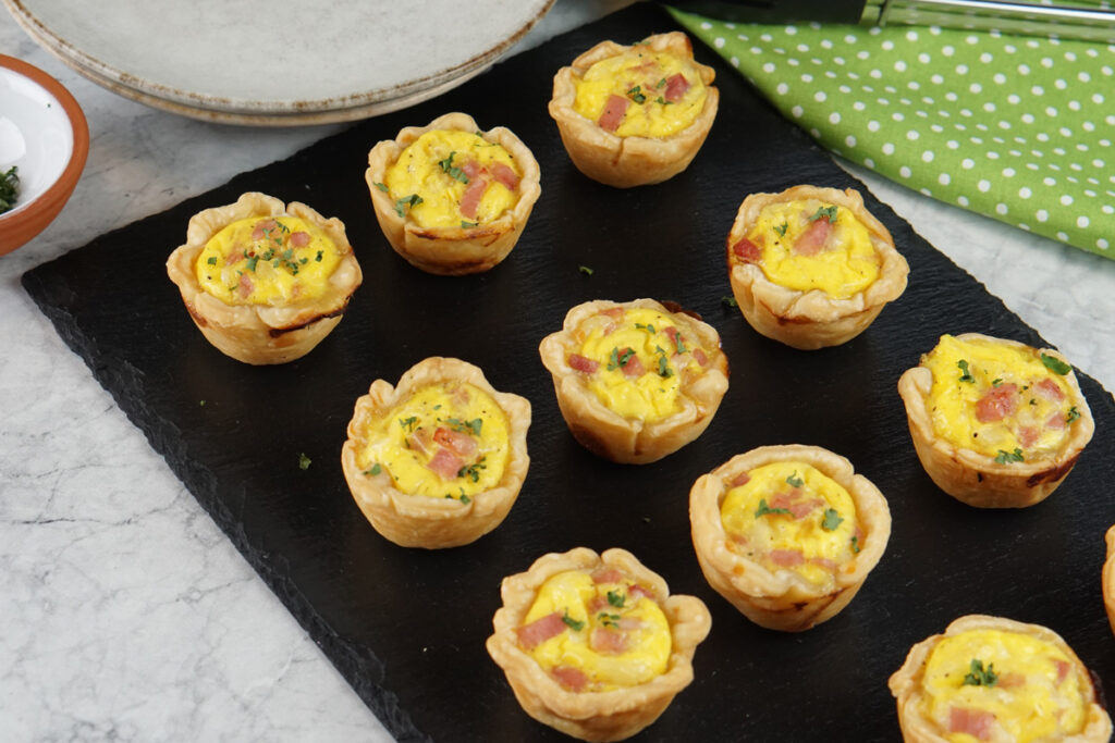 Mini ham and cheese quiches