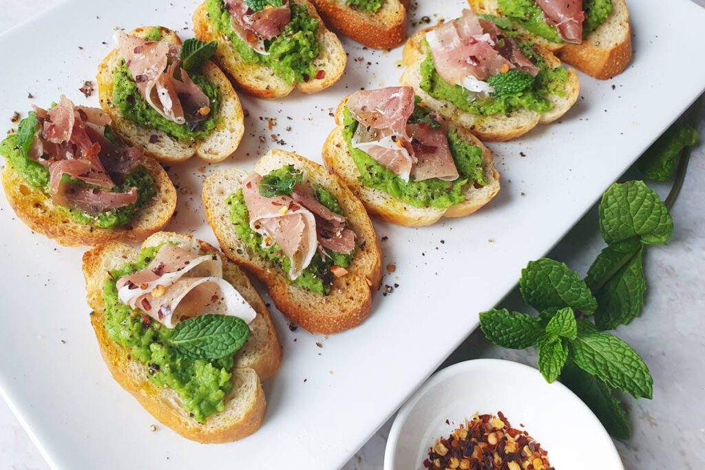 pea puree crostini