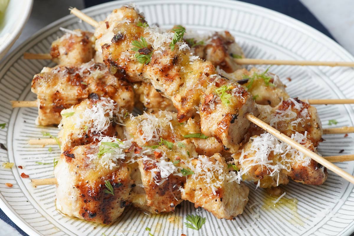 Garlic Parmesan Chicken Skewers