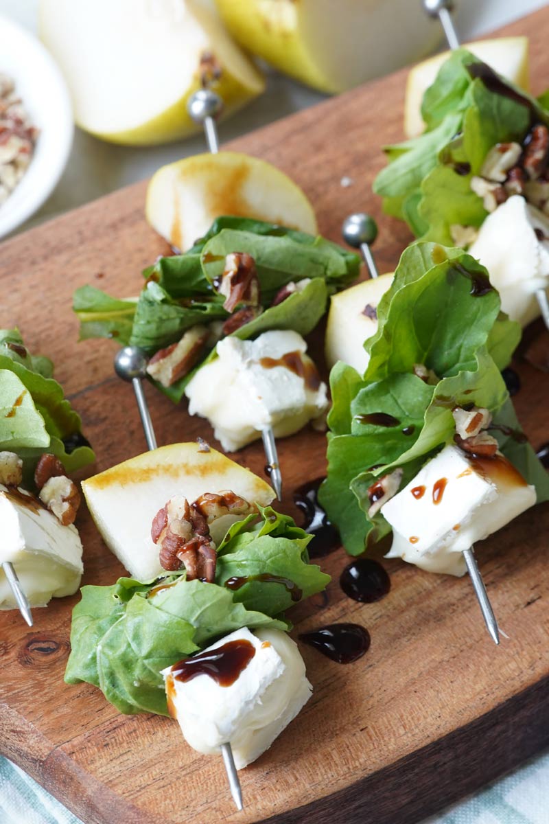 pear & brie salad skewers