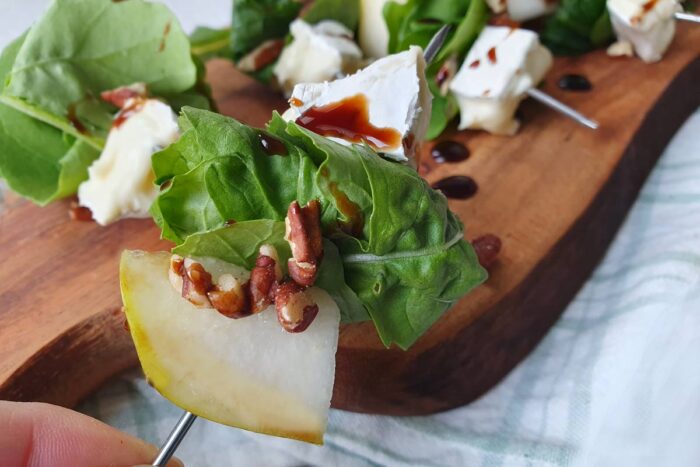 pear & brie salad skewers