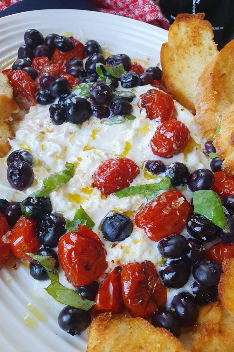 red white and blue burrata