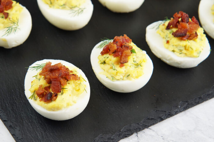 Deviled eggs with bacon
