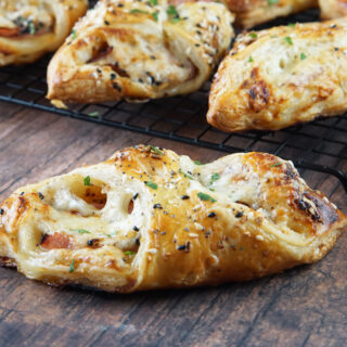 Savory ham and cheese puff pastry bundles