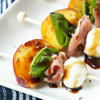 peach mozzarella skewers