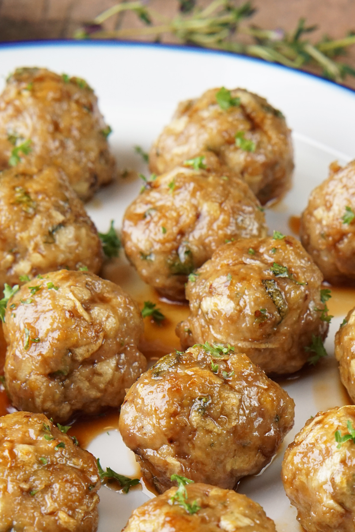 Pork meatballs with apple cider glaze