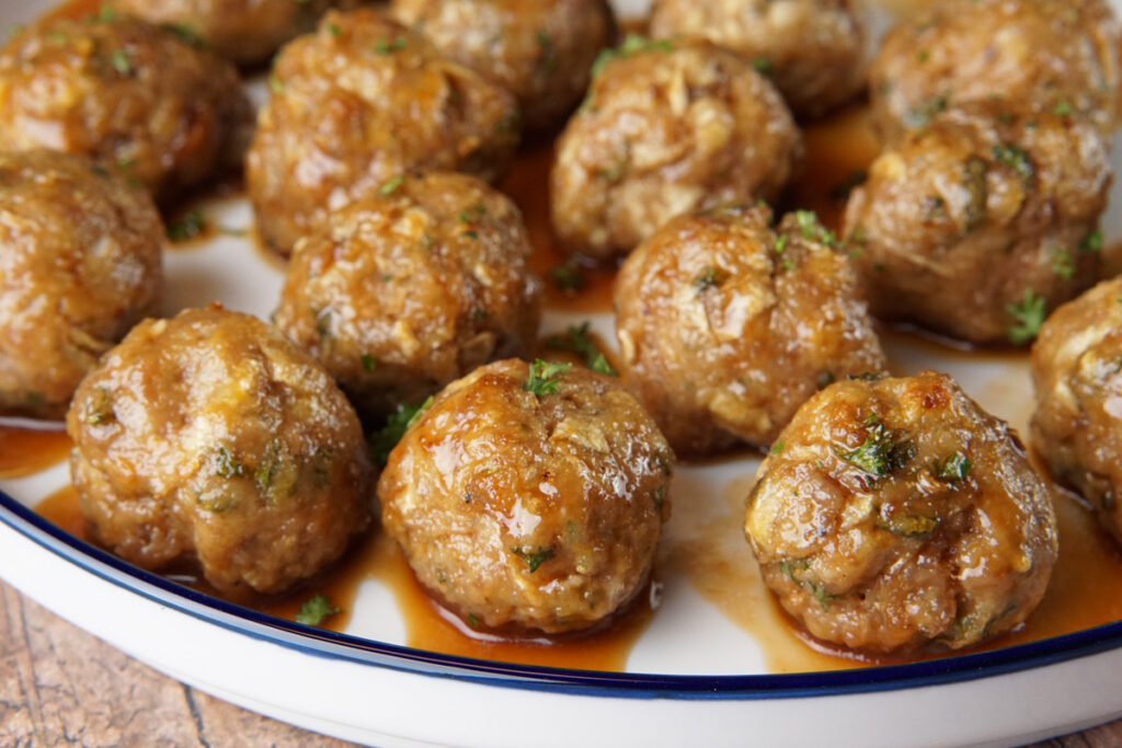 Pork meatballs with apple cider glaze