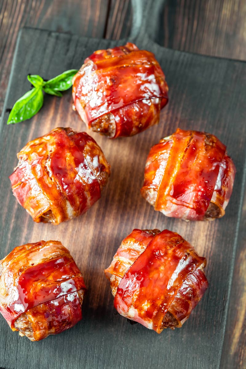 bacon wrapped bbq meatballs