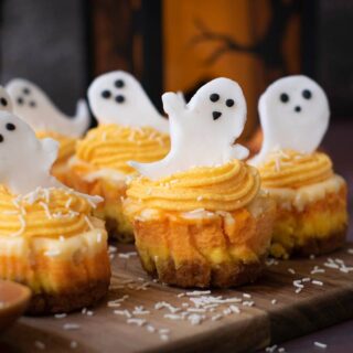 Candy corn cheesecakes