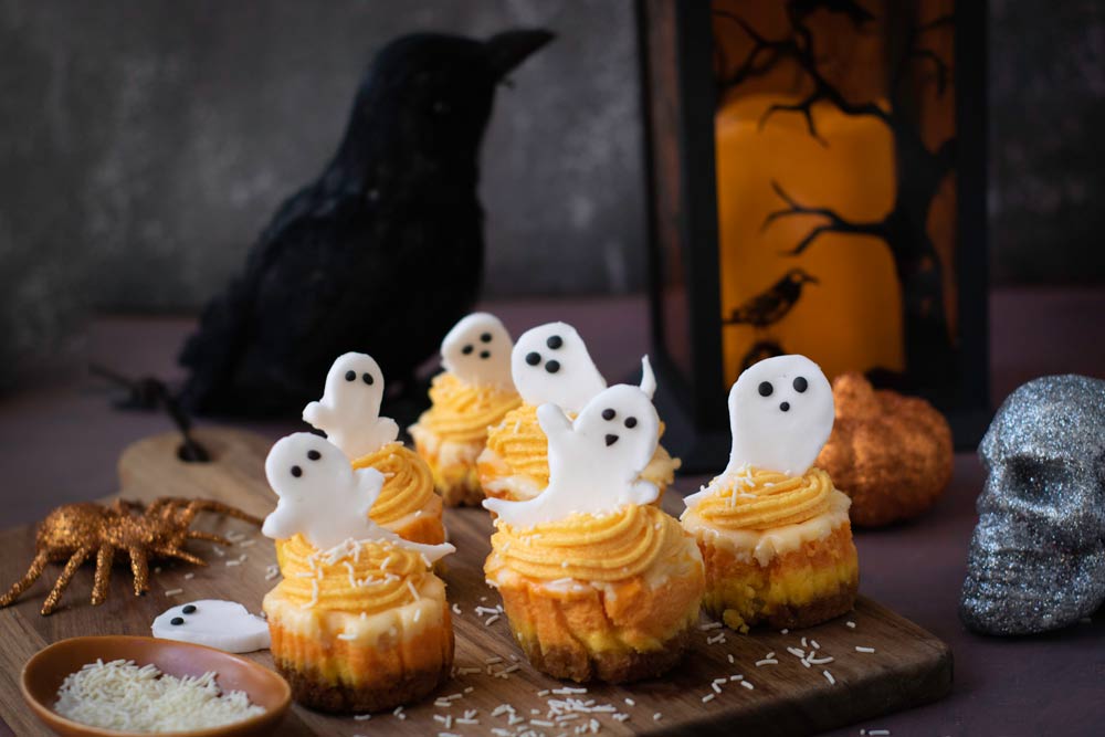 Candy corn cheesecakes