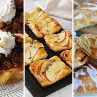 baked apples, apple & Brie pastry bites, and apple turnovers