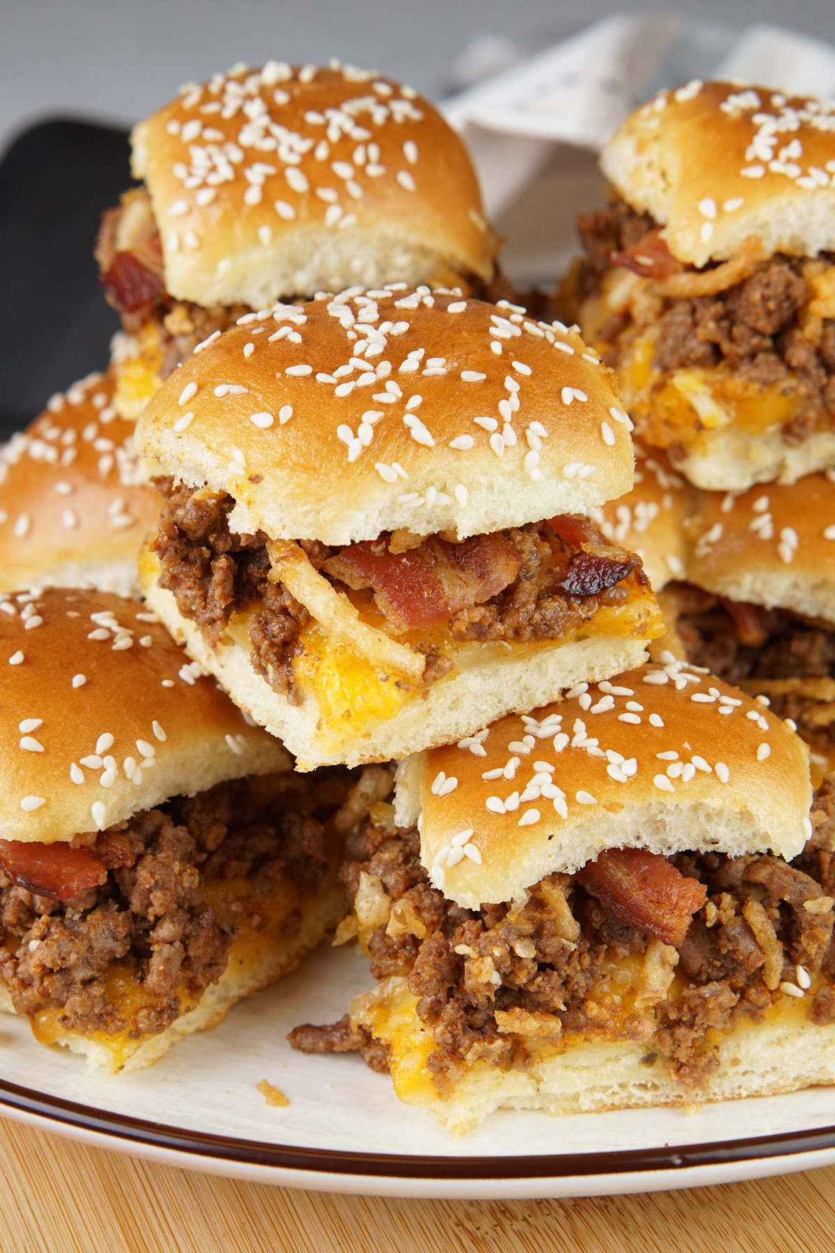 BBQ bacon cheeseburger sliders