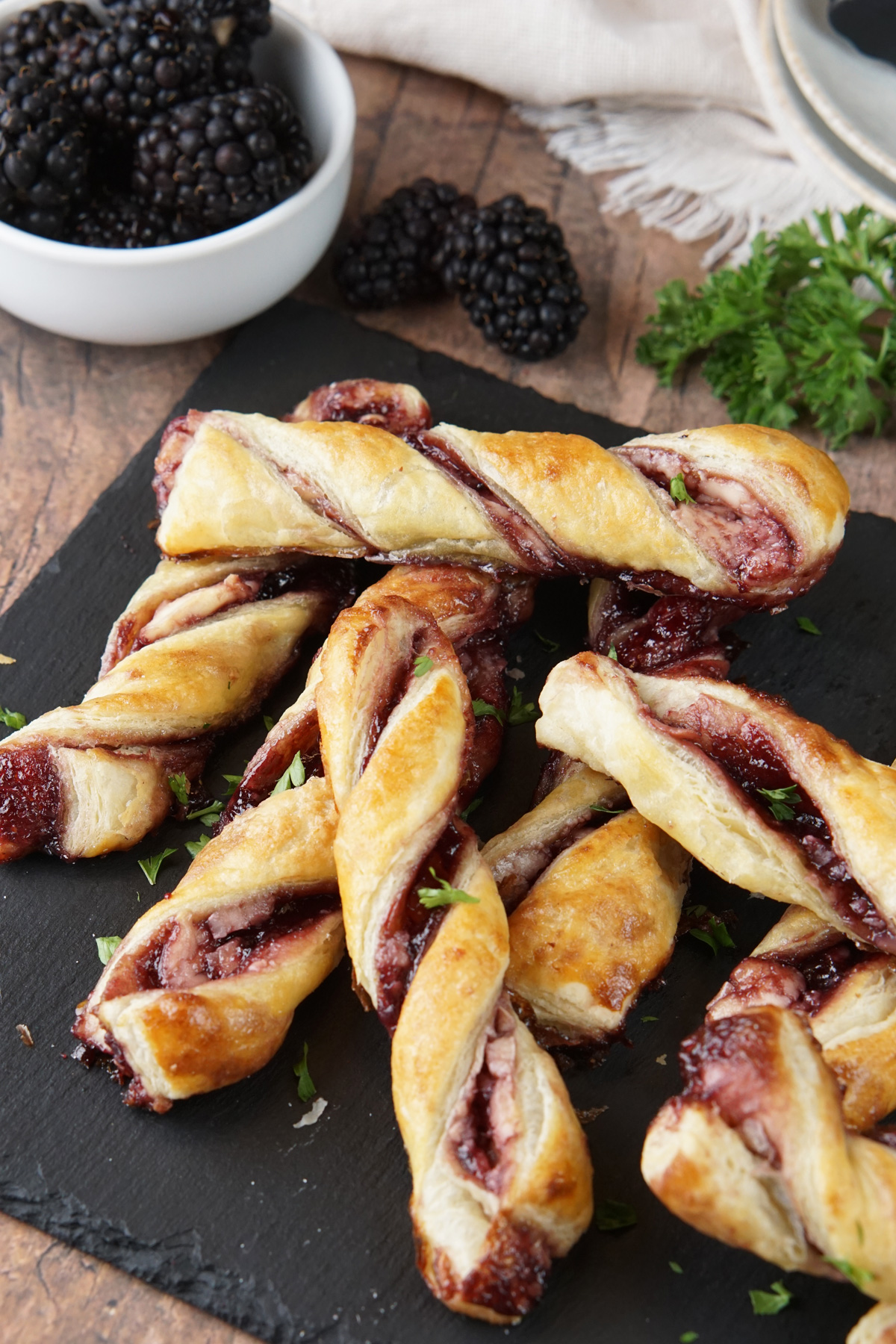 Blackberry goat cheese twists
