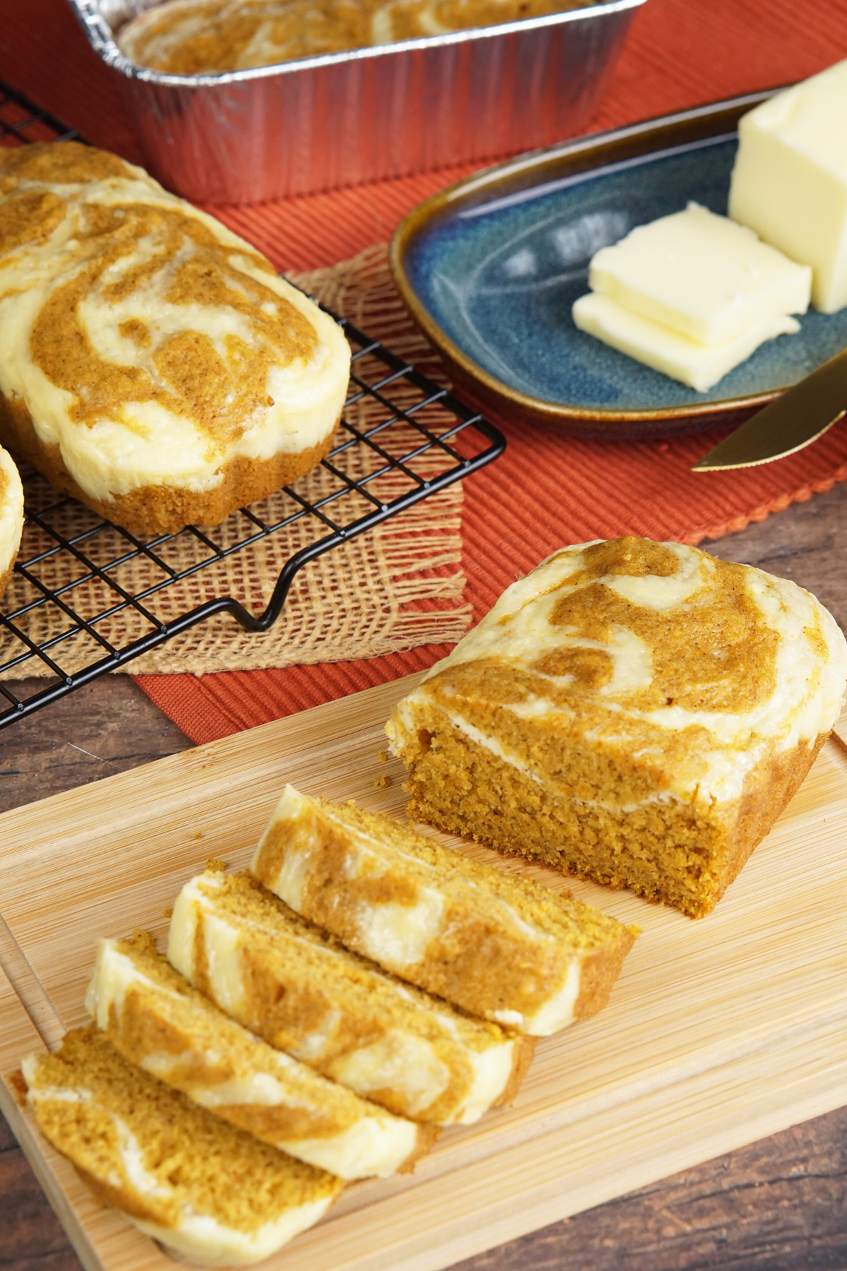 Mini pumpkin cream cheese loaves