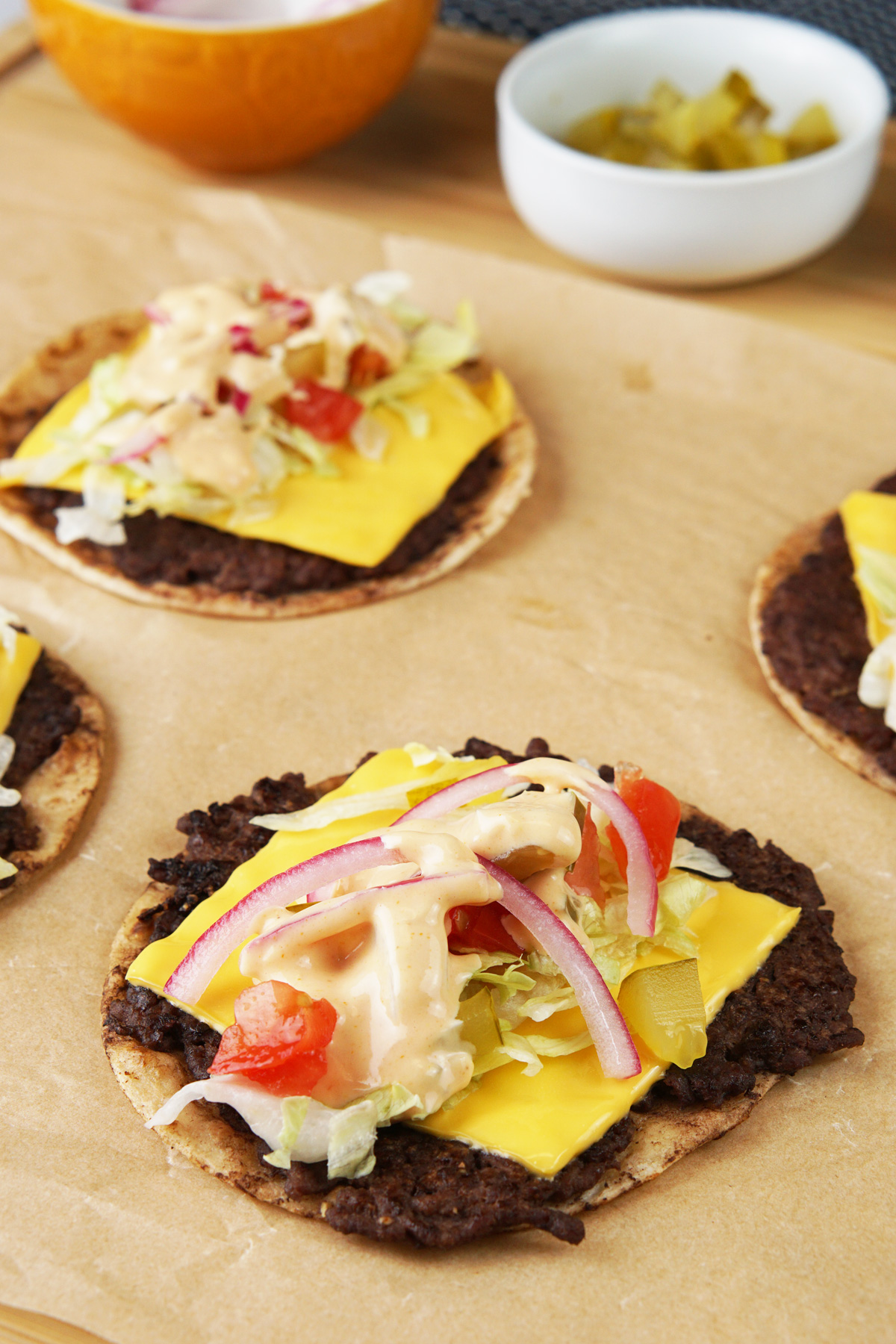 Smash burger tacos
