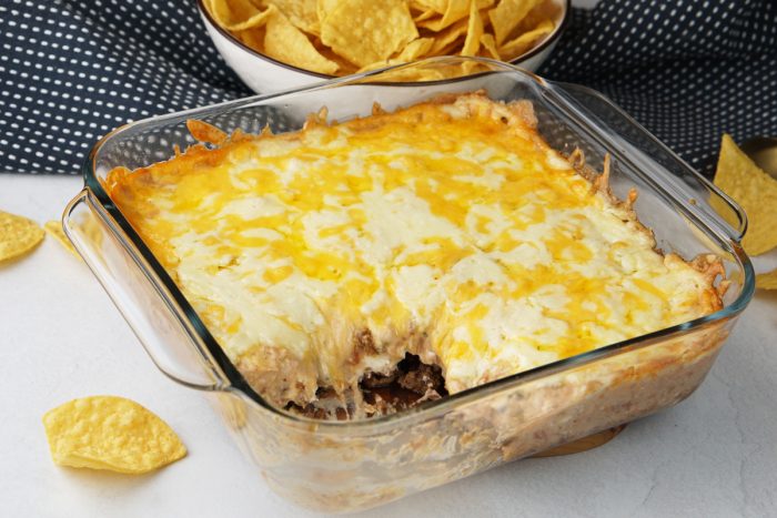 Warm beef, bean & cheese dip
