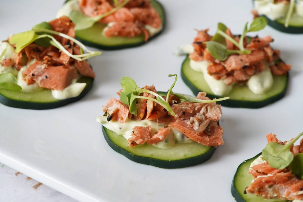 salmon cucumber bites