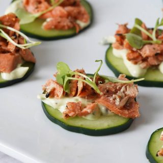 salmon cucumber bites