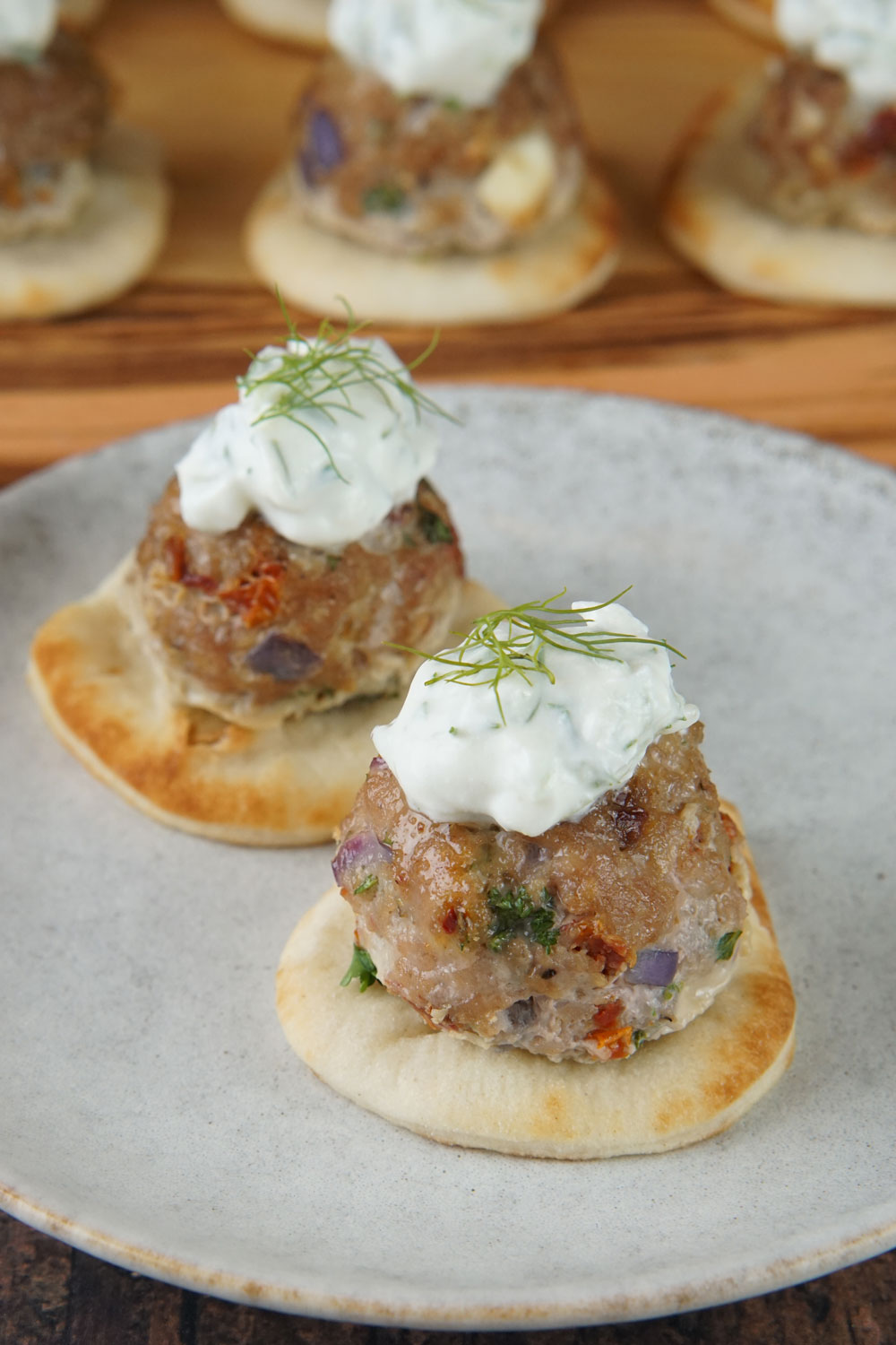 Greek meatballs on naan