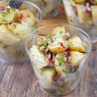 warm potato salad cups