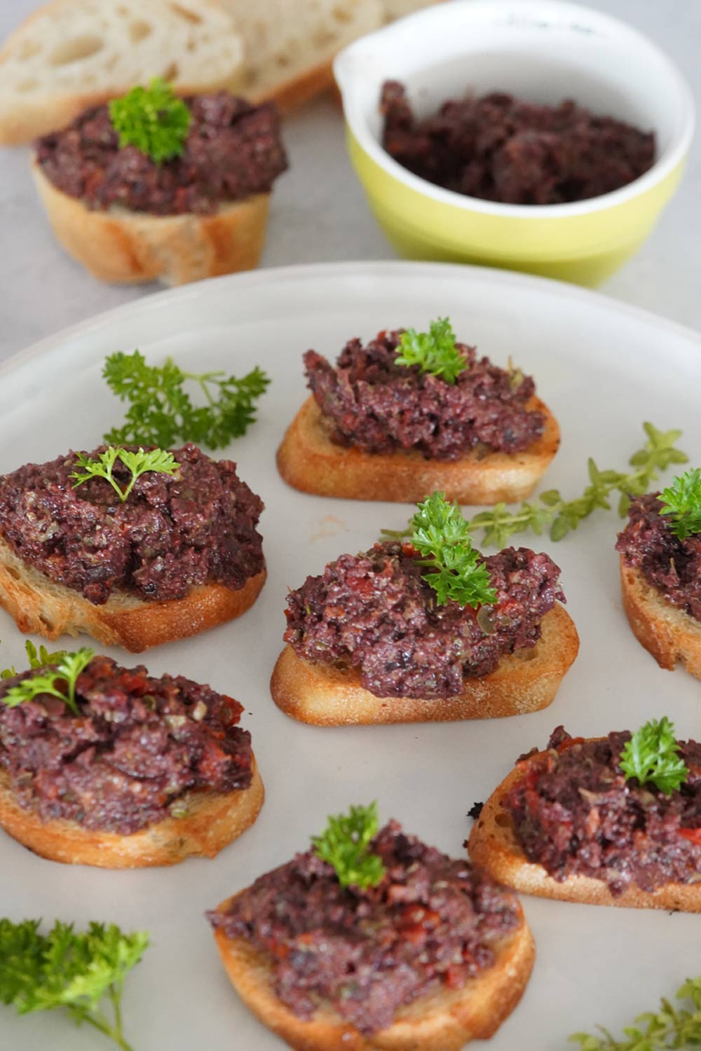 Olive tapenade crostini
