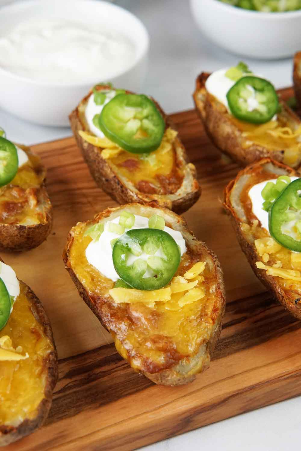 Potato skin chili boats