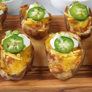 Potato skin chili boats
